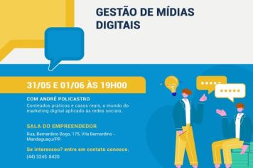 A Sala do Empreendedor oferece curso de Gestão de Mídias Digitais