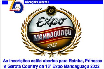 As Inscrições estão abertas para Rainha, Princesa e Garota Country da 13ª Expo Mandaguaçu 2022