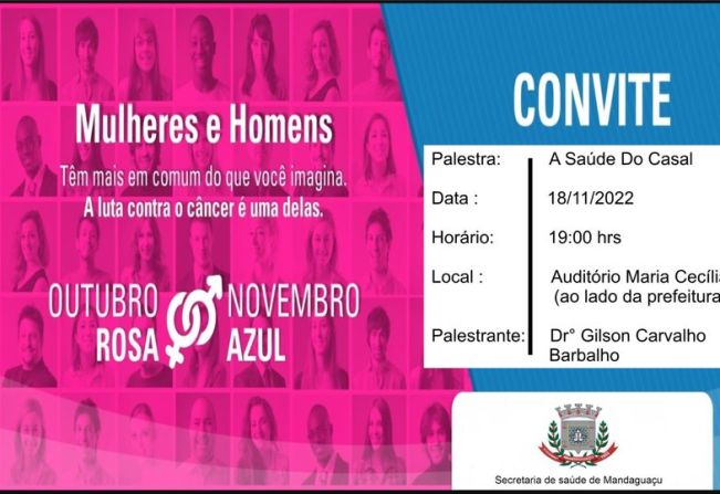 No dia 18/11/2022 ocorrerá uma palestra com o médico Dr. Gilson Carvalho Barbalho direcionada aos casais de Mandaguaçu.