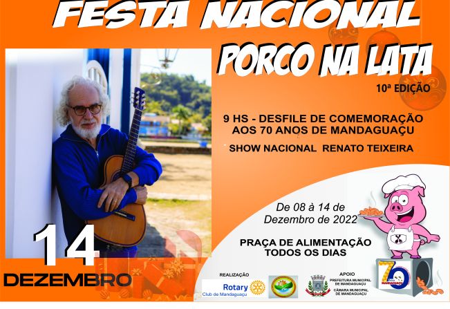 HOJE ÀS 20 HORAS TEM SHOW COM RENATO TEIXEIRA NA PRAÇA DR. DIMAS